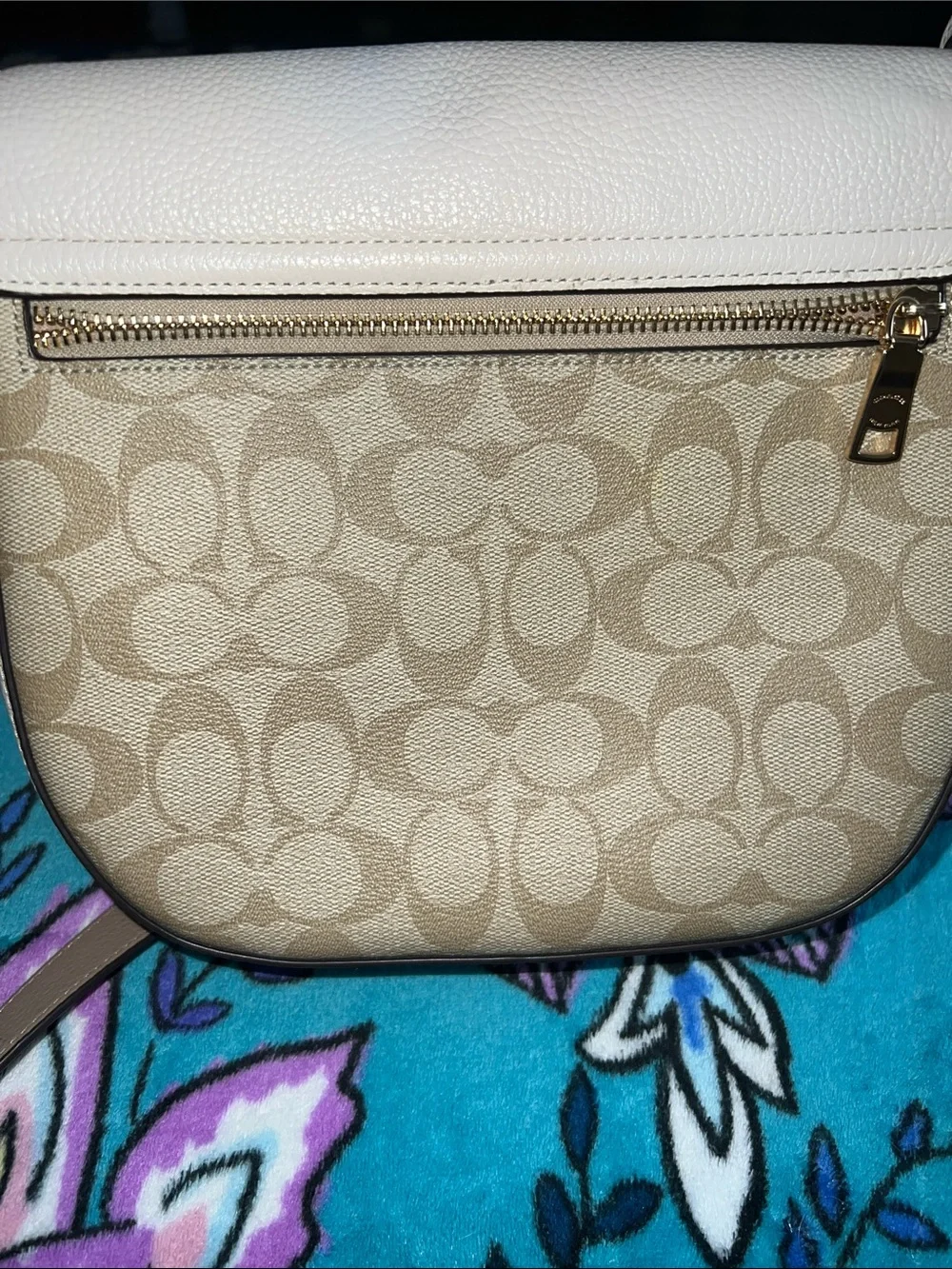 Coach Two-Tone Saddle Crossbody with Buckle